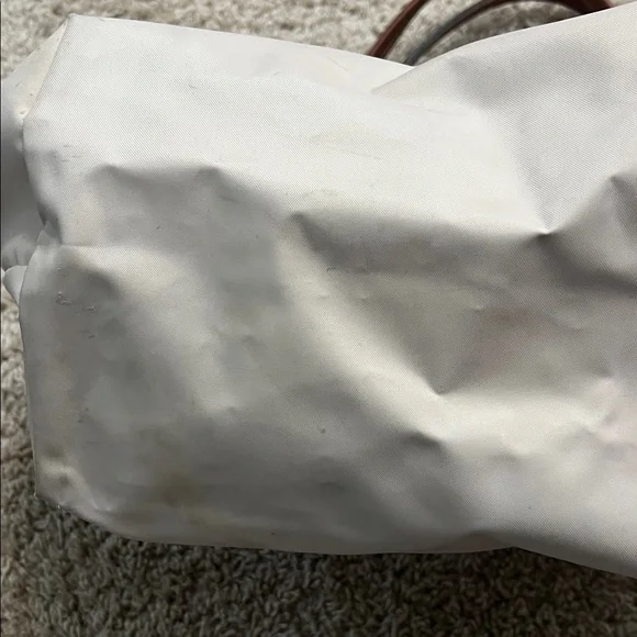 Longchamp Women's Pink Canvas Tan Tote Bag with Brown Trim - Picture 14 of 17